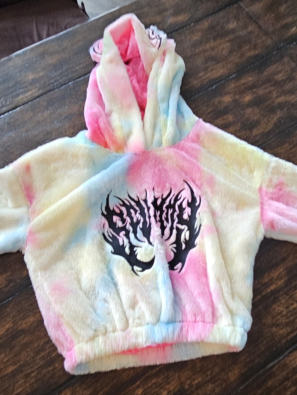 NWT RAVE Hoodie Scummy Bears Fuzzy Crop Size Medium - Picture 10 of 15